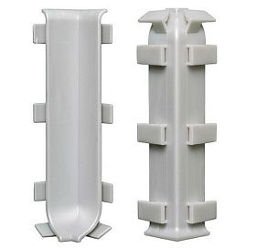 Угол внутренний Fezard из ПВХ для алюминиевого плинтуса 60 мм, серый